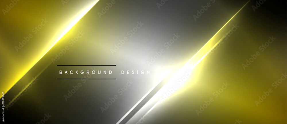 Poster a black and yellow background with glowing lines, featuring amber, electric blue, and lens flare eff