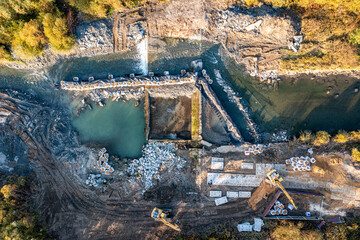 Rzeka Kamienica, nowy Sącz, budowa zapór wodnych, Poland © Maciej G. Szling