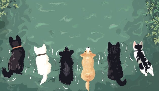 Lost pets flat design top view finding home theme water color black and white,