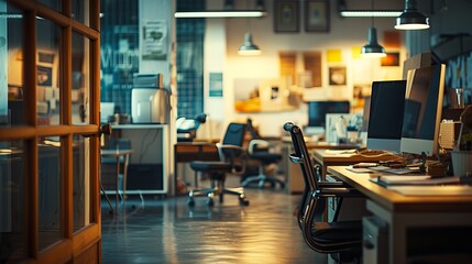 Dynamic office environment: team collaboration and technology integration - A modern workplace scene