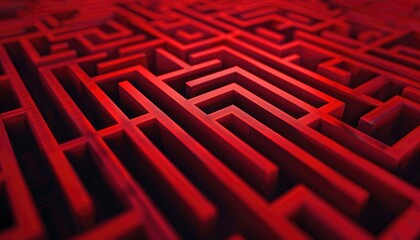 A maze of lines crisscrosses against a backdrop of deep crimson.
