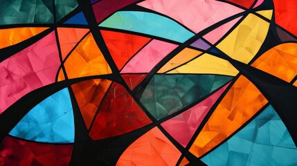 abstract composition with intersecting lines and vibrant colors