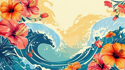 Colorful Tributes: AAPI Heritage Month with Waves and Hibiscus