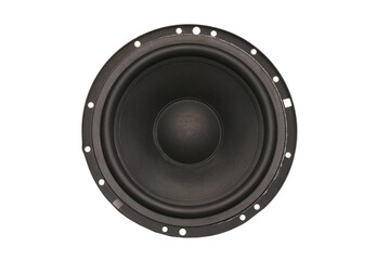 Car audio stereo speaker isolated on the white background. Top view.