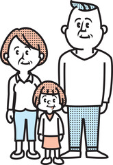 おじいちゃんおばあちゃんと孫のイラスト