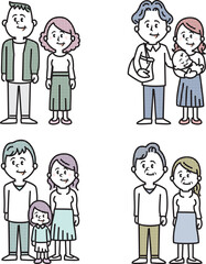 いろいろな世代の家族のイラスト