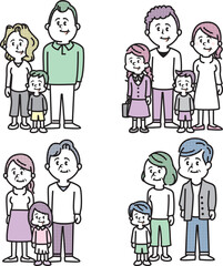 いろいろな世代の家族のイラスト