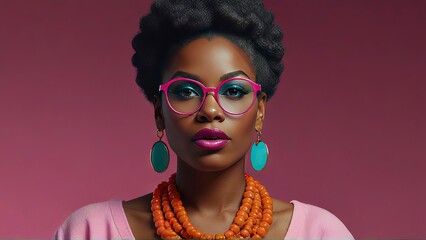 Surprised African American Woman in Digital Pop Art Style.