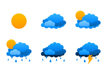 Set climate change meteorology weather forecast icon vector design