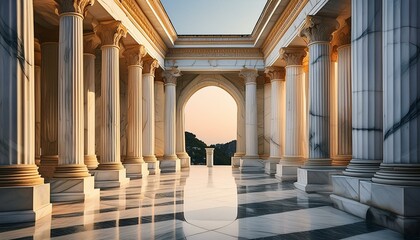 Fototapeta premium Graceful Guardians: Marble Pillars' Background