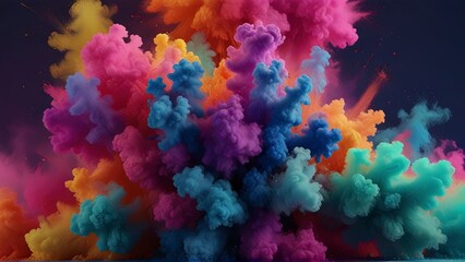 Explosive Color Burst: A Vivid Display of Vibrant Powders in Motion.
