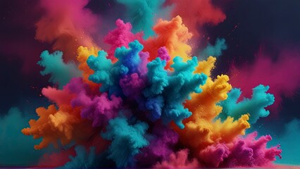 Explosive Color Burst: A Vivid Display of Vibrant Powders in Motion.
