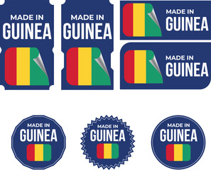 Made in Guinea. Guinea flag, Tag, Seal, Stamp, Flag, Icon vector