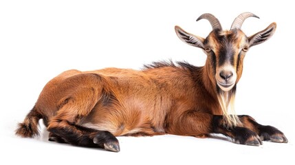 Brown goat isolated on white background  