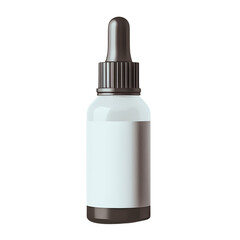 A mockup bottle with black cap and dropper
