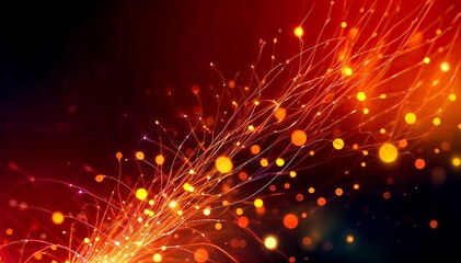 Fototapeta premium Vivid Fiber Optic Lights- Glowing Reds and Oranges