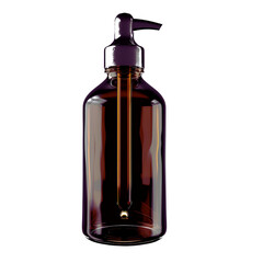 A mockup brown glass dropper bottle with silver cap