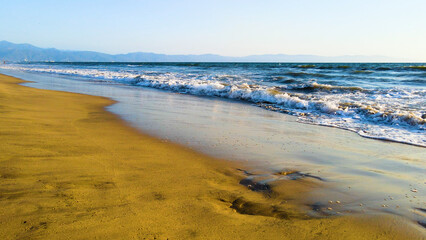 Sea shore. Wave and sand.