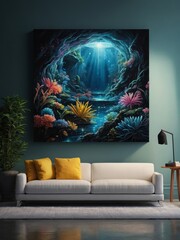 Bioluminescent Space Oasis: A Radiant Serenity in the Heart of the Canvas