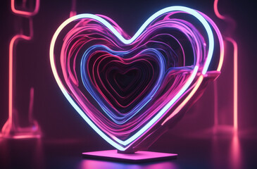 neon heart with lights