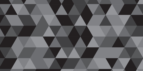 Obraz premium Abstract geometric black and gray background seamless mosaic and low polygon triangle texture wallpaper. Triangle shape retro wall grid pattern geometric ornament tile vector square element.