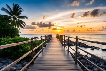 Fototapeta premium View of wooden bridge