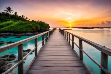 Fototapeta premium View of wooden bridge
