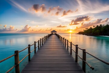 Naklejka premium View of wooden bridge