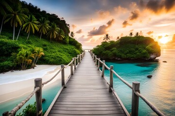 Obraz premium View of wooden bridge