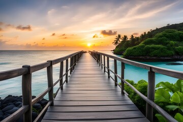 Fototapeta premium View of wooden bridge