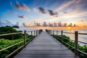 View of wooden bridge