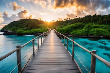 Fototapeta premium View of wooden bridge
