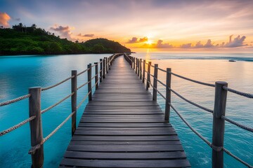 Fototapeta premium View of wooden bridge