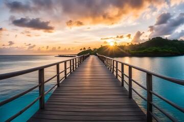 Naklejka premium View of wooden bridge