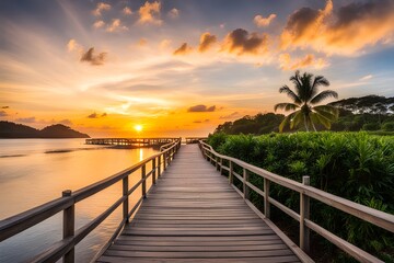 Obraz premium View of wooden bridge