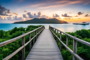Obraz premium View of wooden bridge