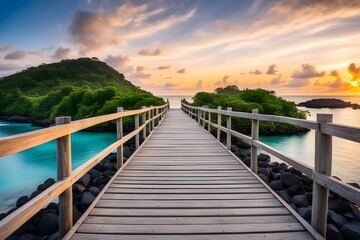 Obraz premium View of wooden bridge