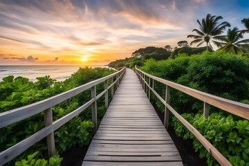 Fototapeta premium View of wooden bridge