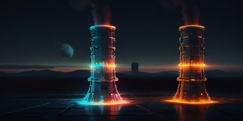 oil refinery at night