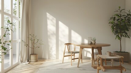 Contemporary Comfort: 3D Render of Stylish Wooden Home Decor