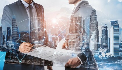 Sketch and real mix urban cityscape scene , development and real estate business concept , mixed media .