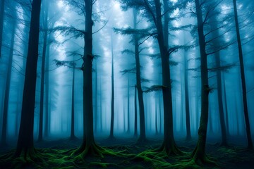 Obraz premium mystic foggy forest