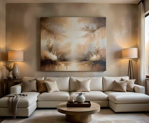 24. Cozy Living: Interior Design featuring a Comfortable Sofa in a Stylish Room. 3D rendering