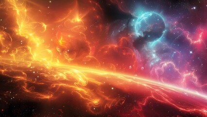 Fototapeta premium Fastpaced adventure across multiple universes. Concept Multiverse adventure, High-speed pursuit, Interdimensional chaos, Intergalactic thrill, Rapid alternate realities