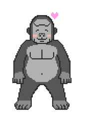 Gorilla in love with pixel art