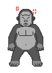 Illustration of Pixel Art Angry Gorilla