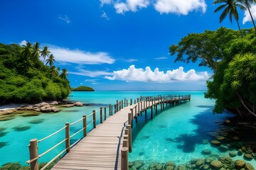 Obraz premium View of wooden bridge