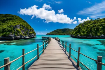 View of wooden bridge