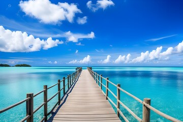 Obraz premium View of wooden bridge