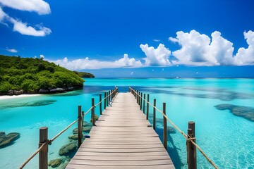 Fototapeta premium View of wooden bridge